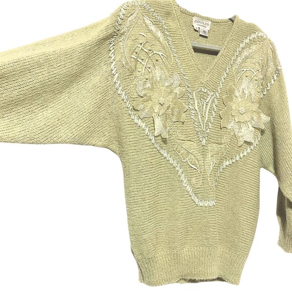 Vintage 80s Embellished Acrylic Mohair Sweater - Picture 3 of 13